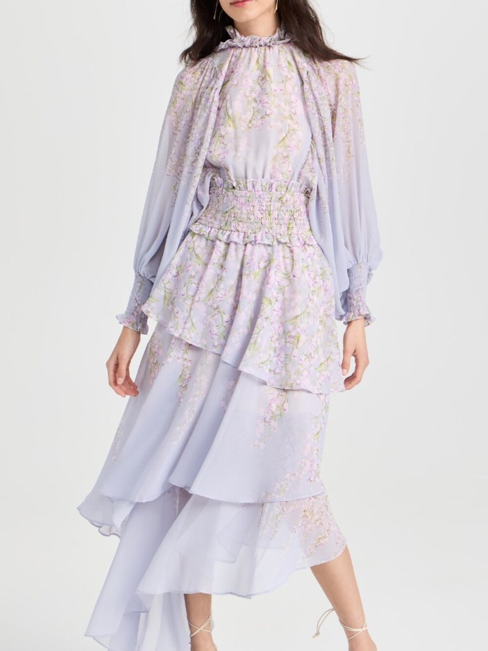 Elliatt Lilac Floral Ruffle Tiered Dress